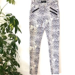MAISON SCOTCH Patterned Blue & Ivory Skinny Jeans